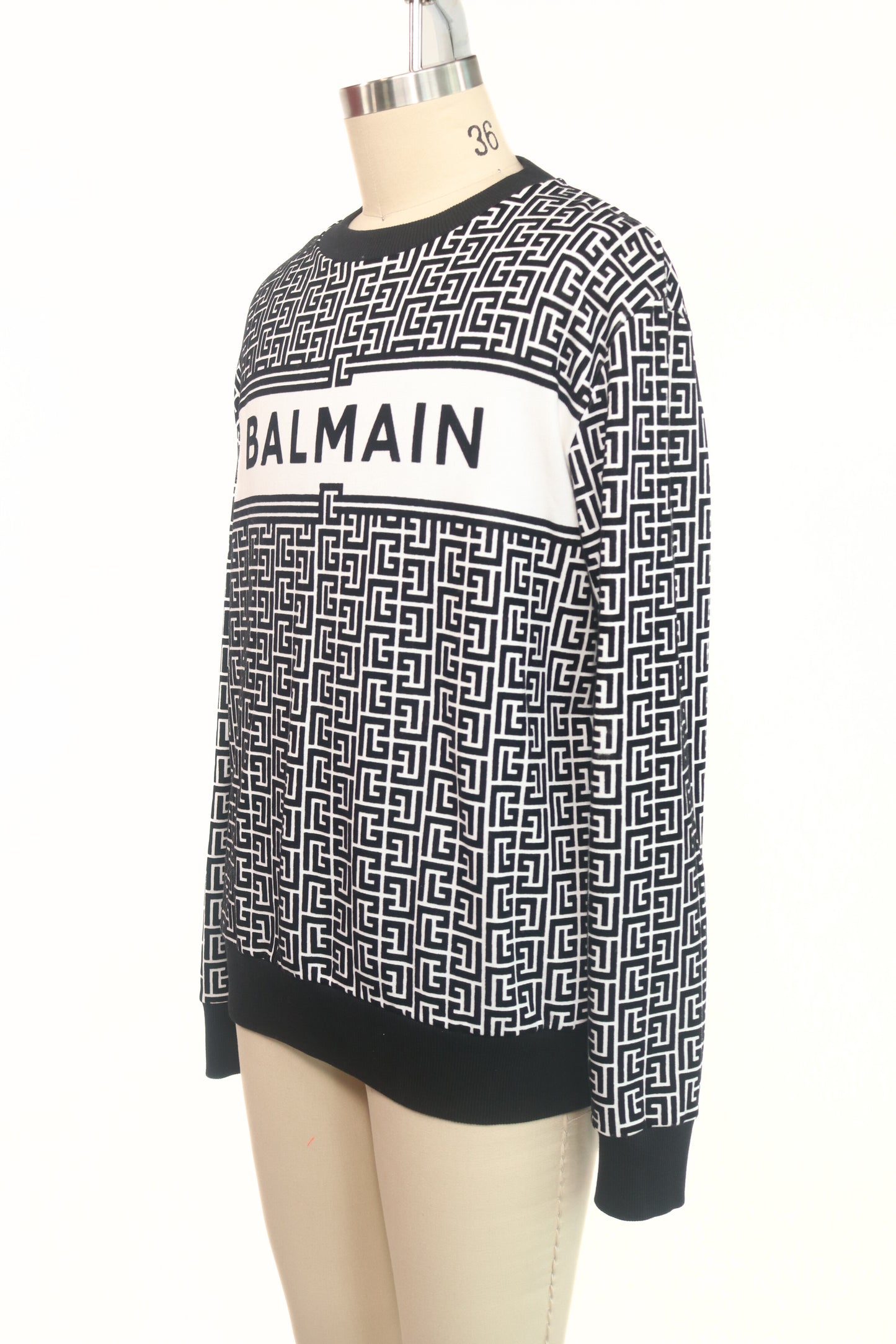 Balmain Quilted Logo Crewneck