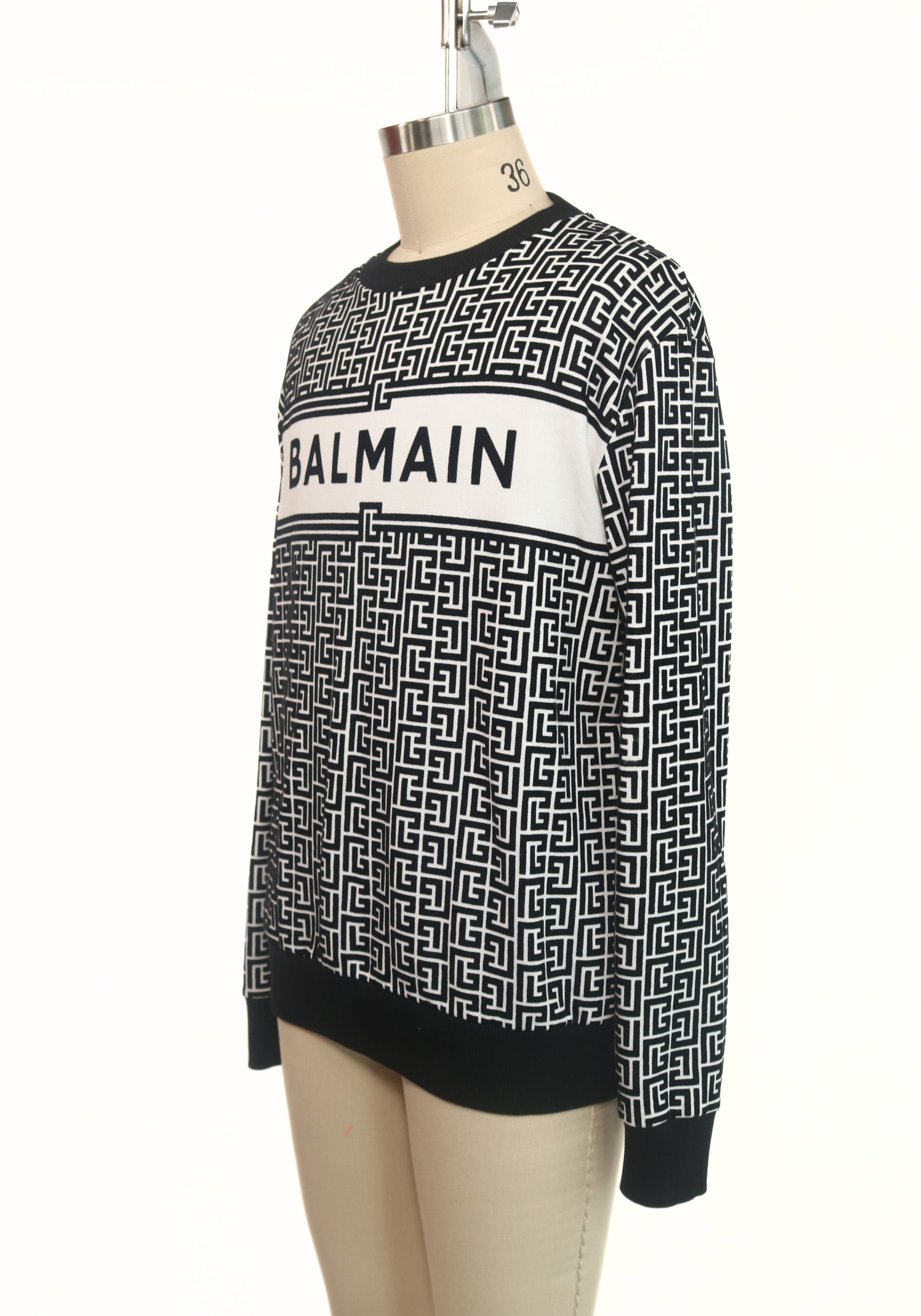 Balmain Quilted Logo Crewneck