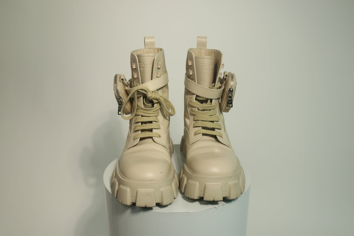 Prada Monolith Leather Combat Boots