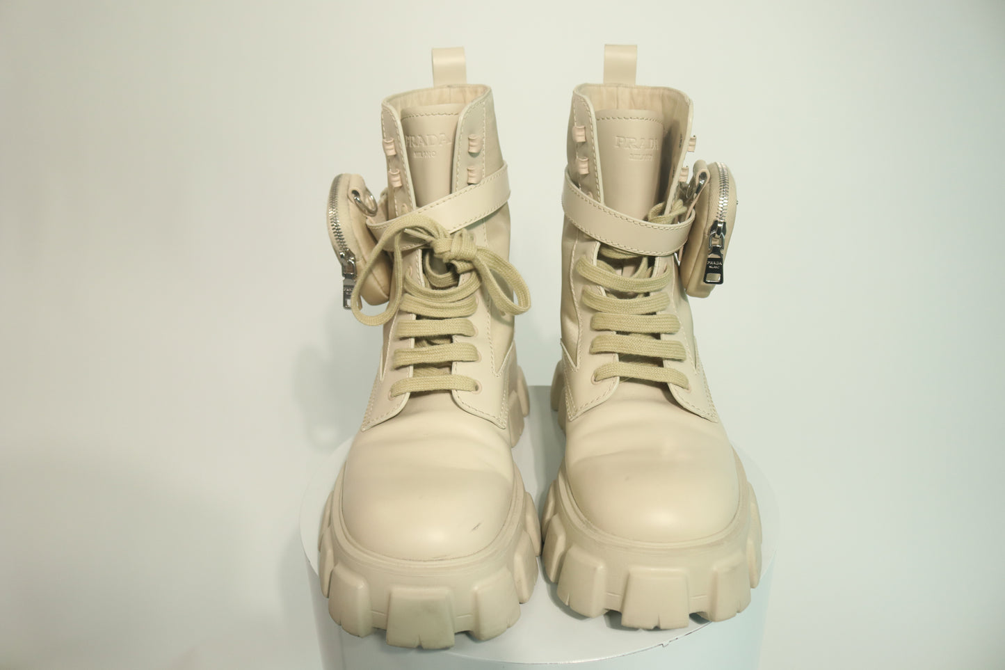 Prada Monolith Leather Combat Boots