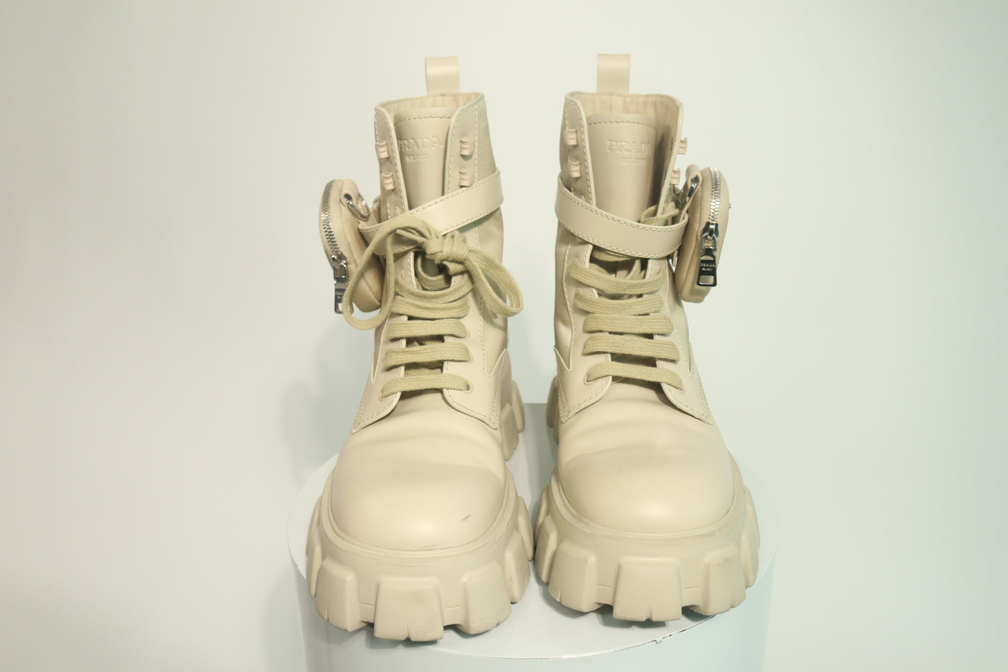 Prada Monolith Leather Combat Boots