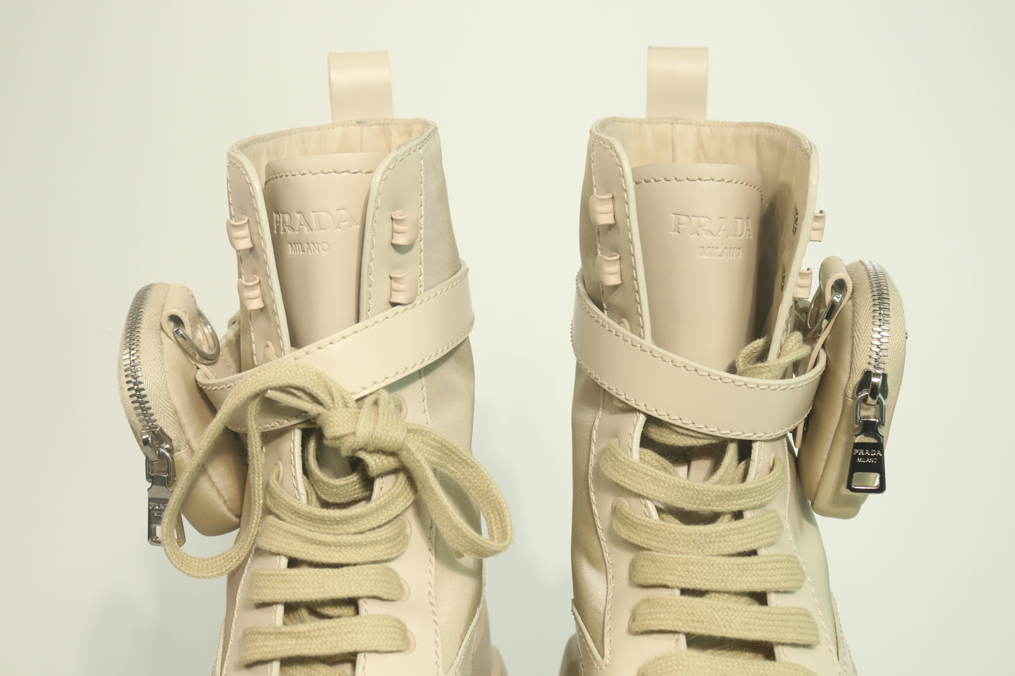 Prada Monolith Leather Combat Boots