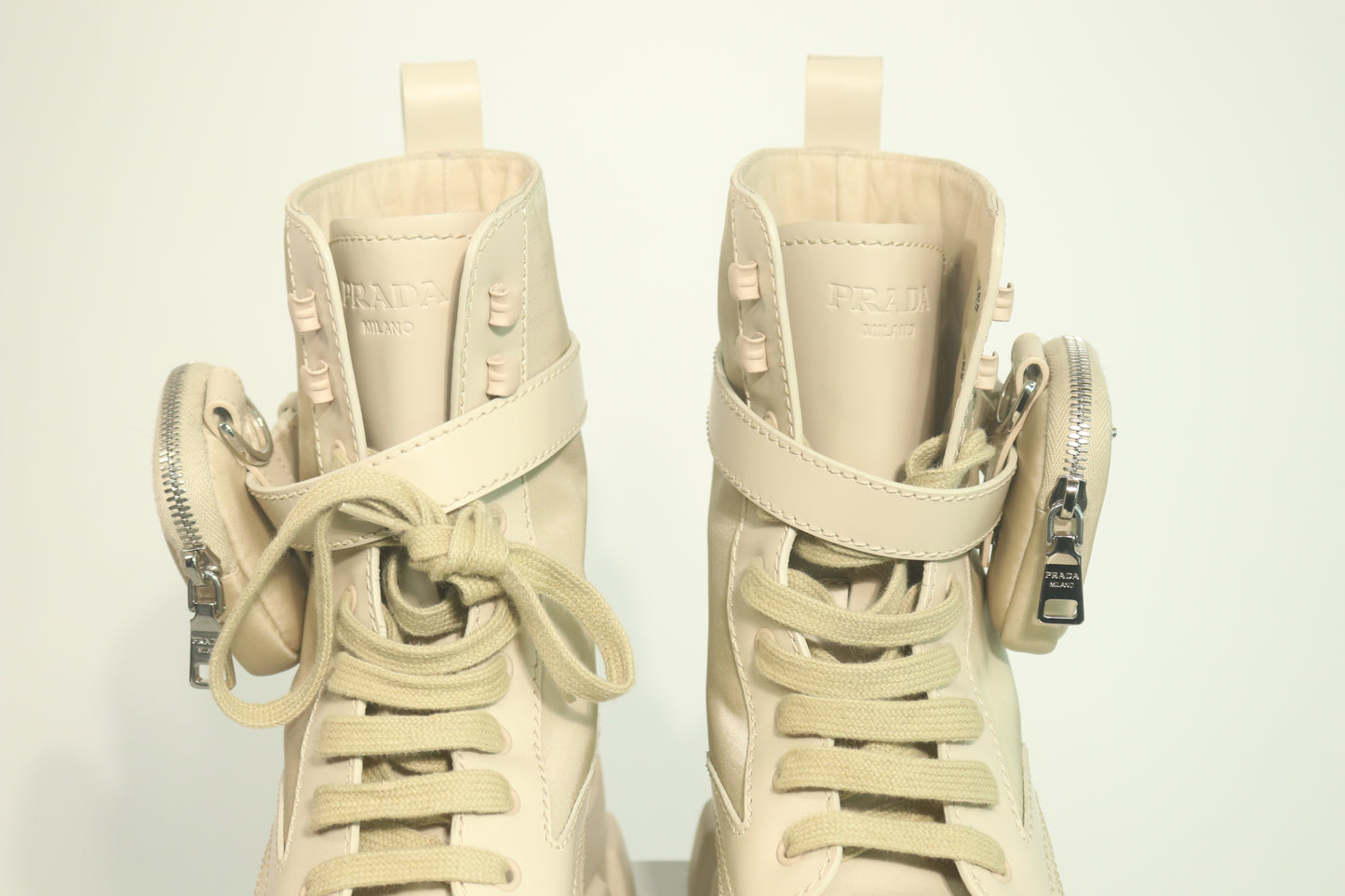 Prada Monolith Leather Combat Boots