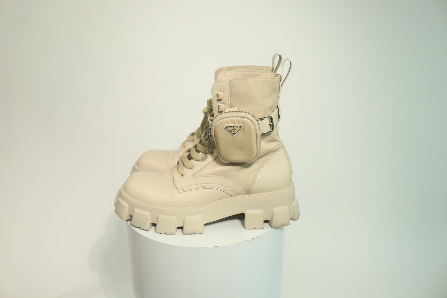 Prada Monolith Leather Combat Boots