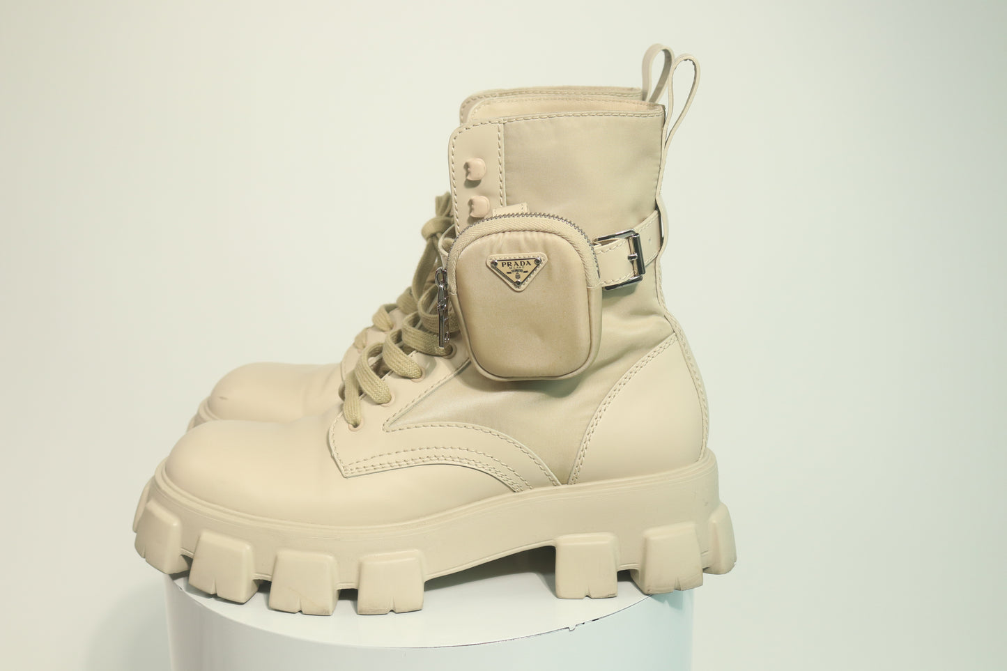 Prada Monolith Leather Combat Boots