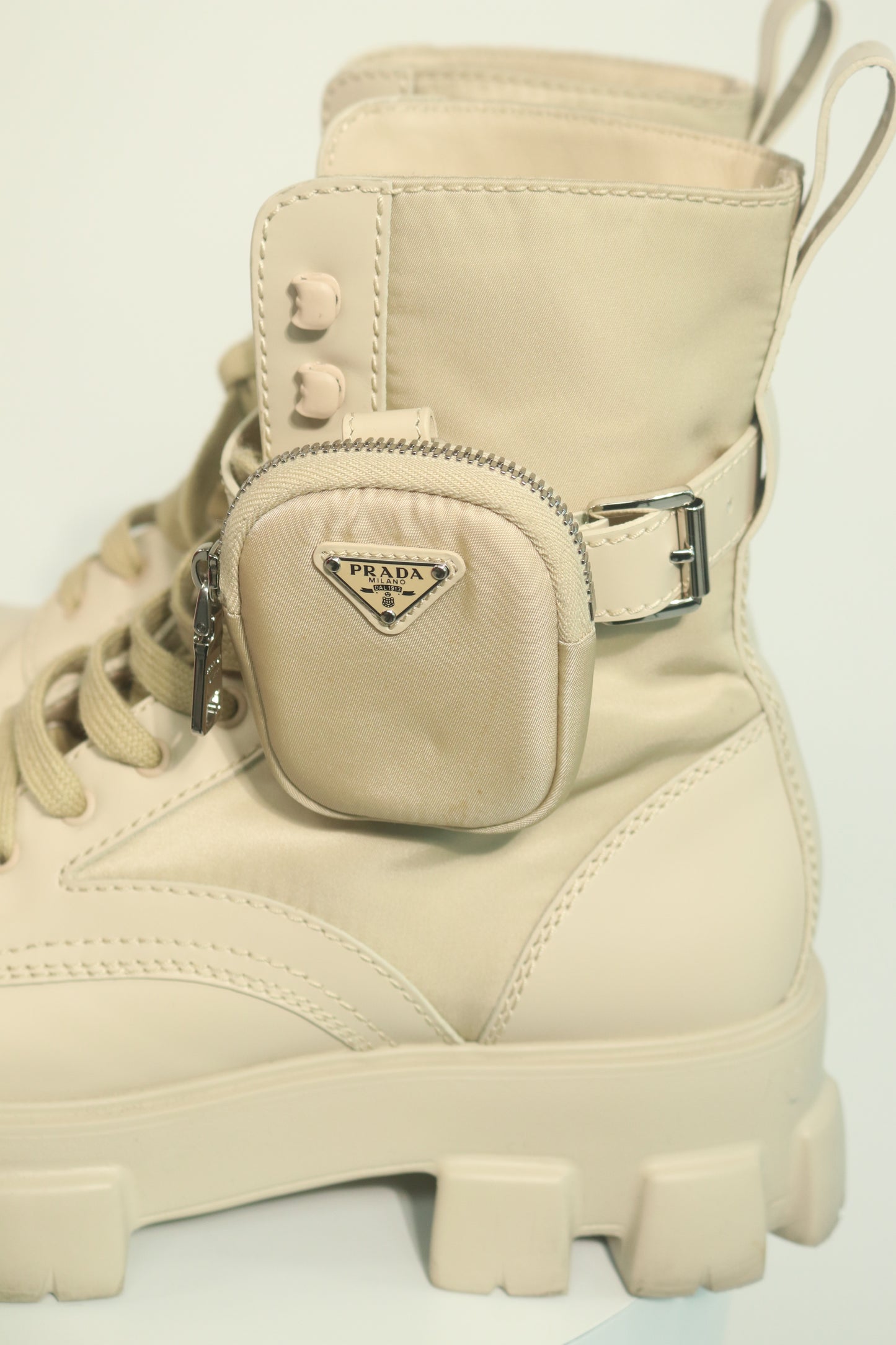 Prada Monolith Leather Combat Boots