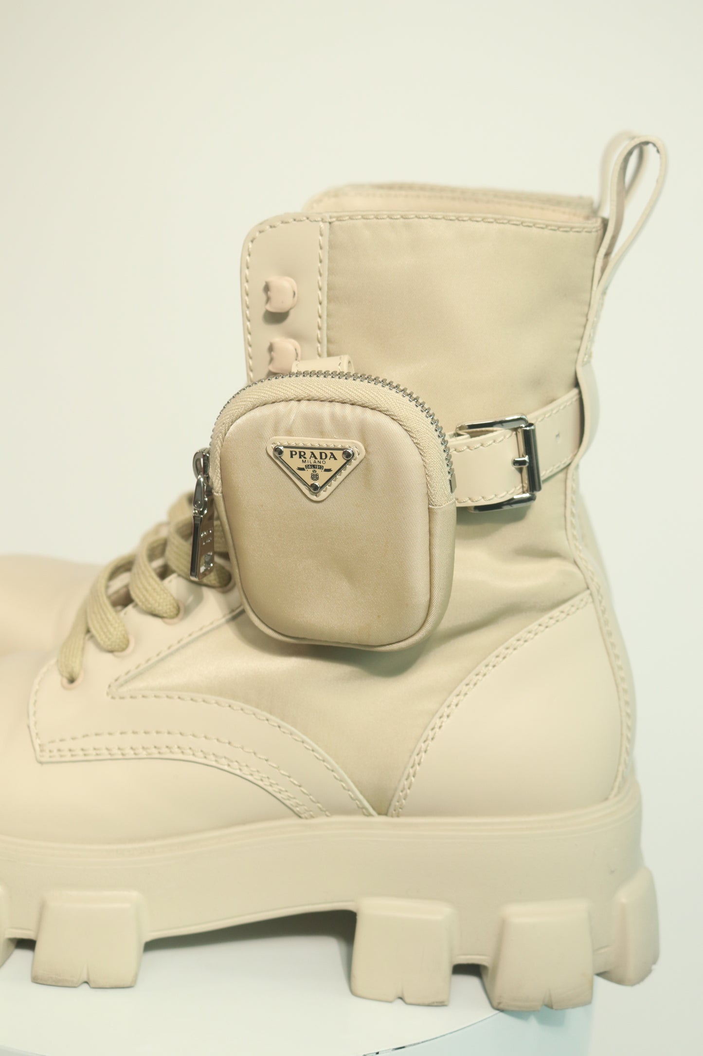 Prada Monolith Leather Combat Boots