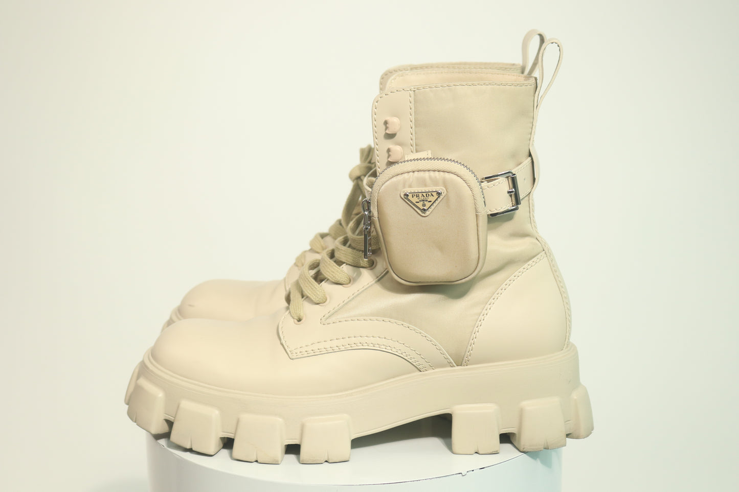 Prada Monolith Leather Combat Boots