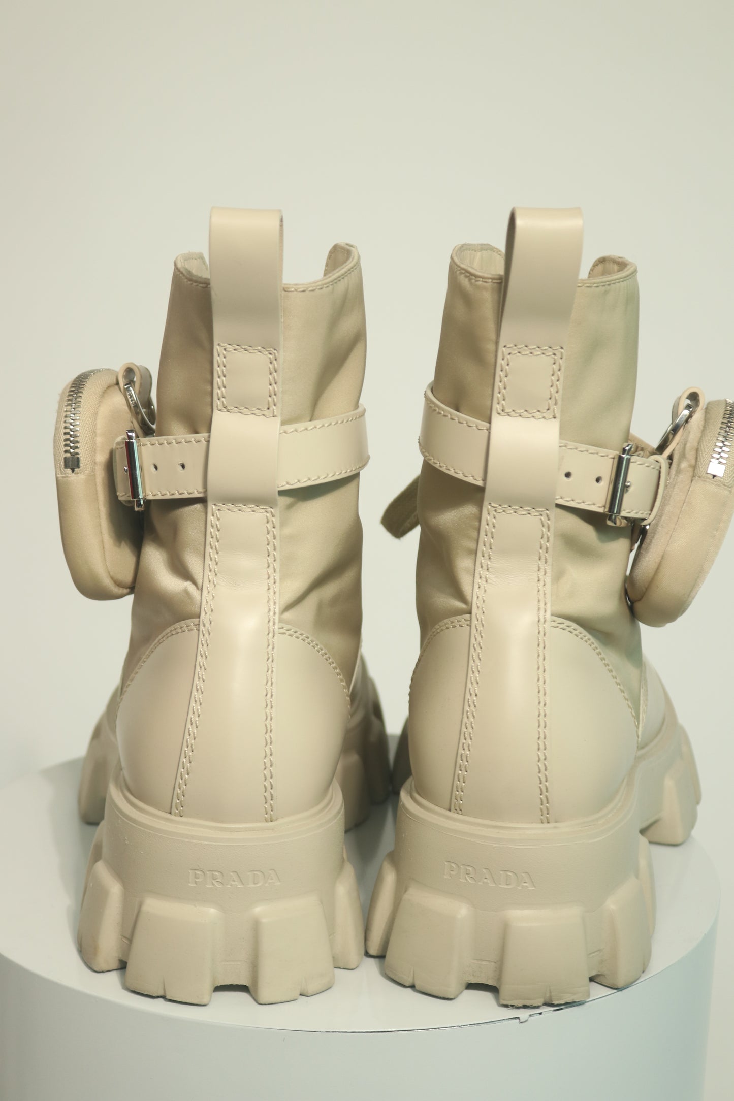 Prada Monolith Leather Combat Boots