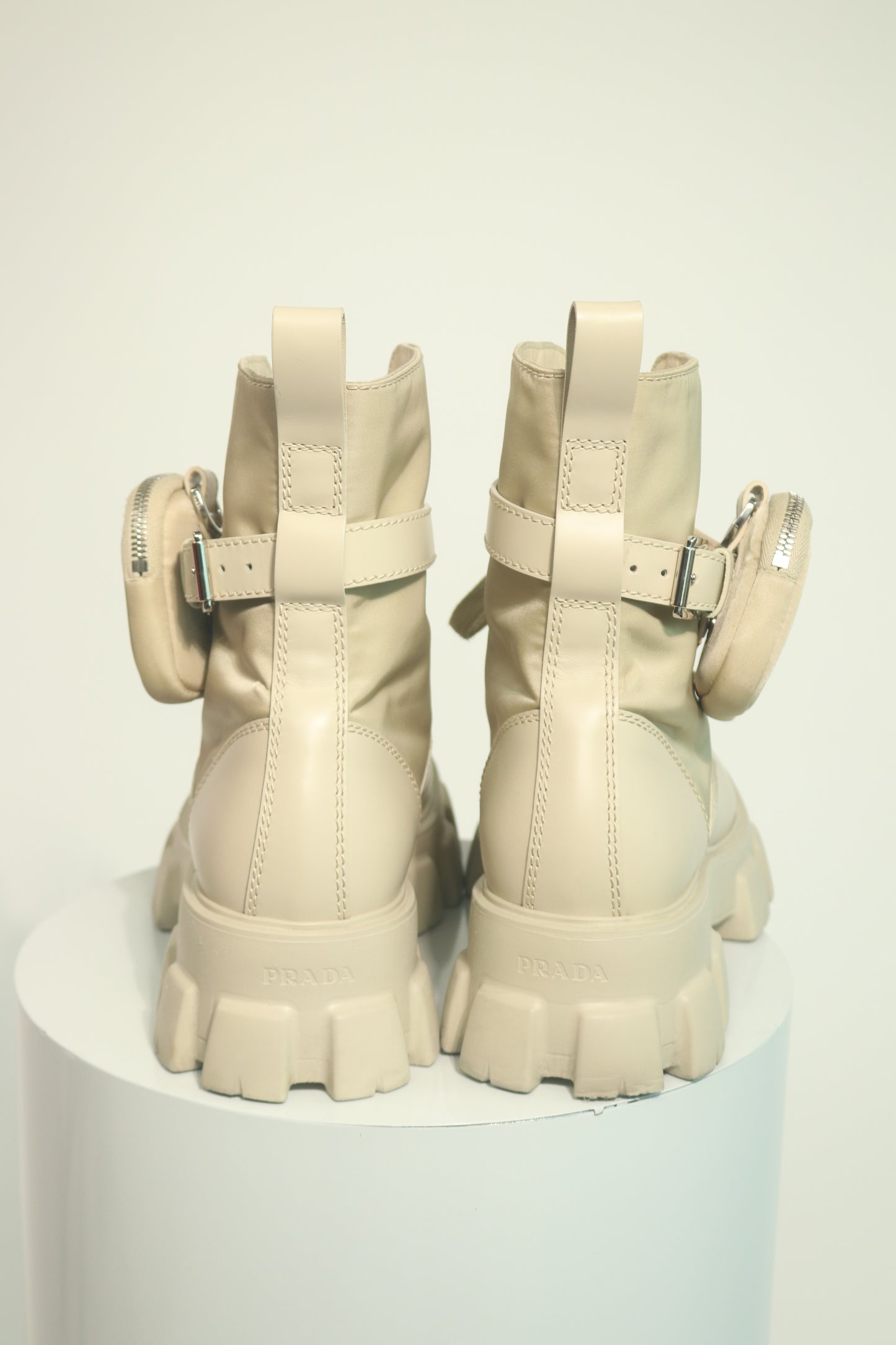 Prada Monolith Leather Combat Boots