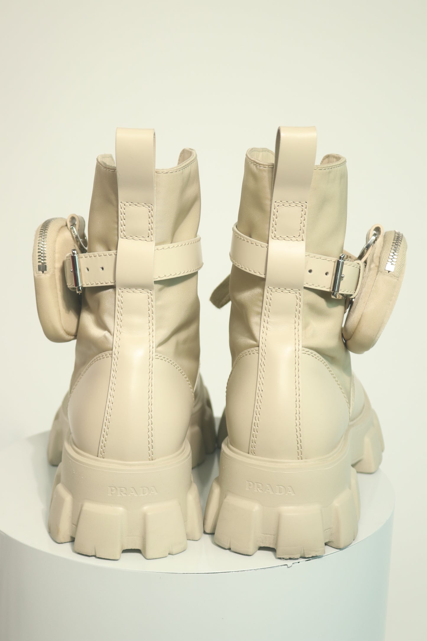 Prada Monolith Leather Combat Boots