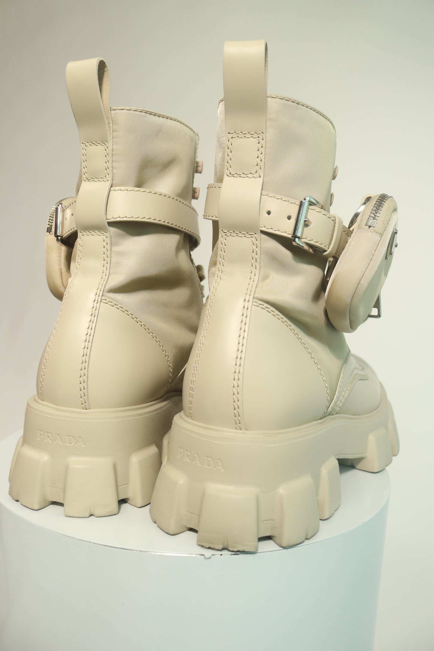Prada Monolith Leather Combat Boots