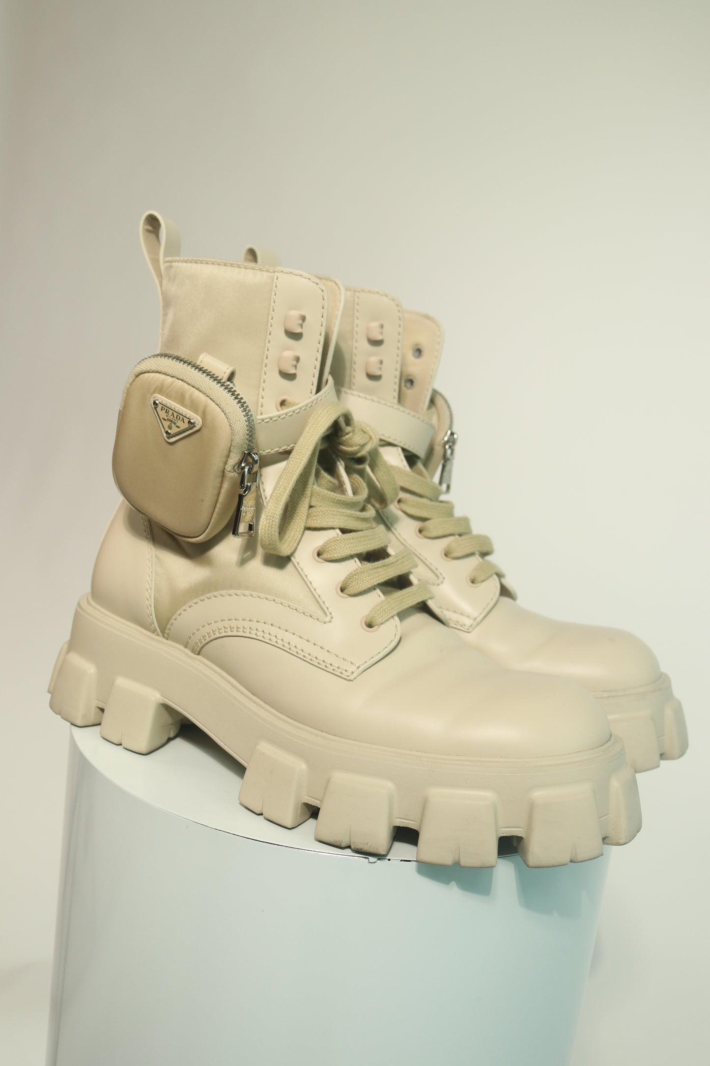 Prada Monolith Leather Combat Boots