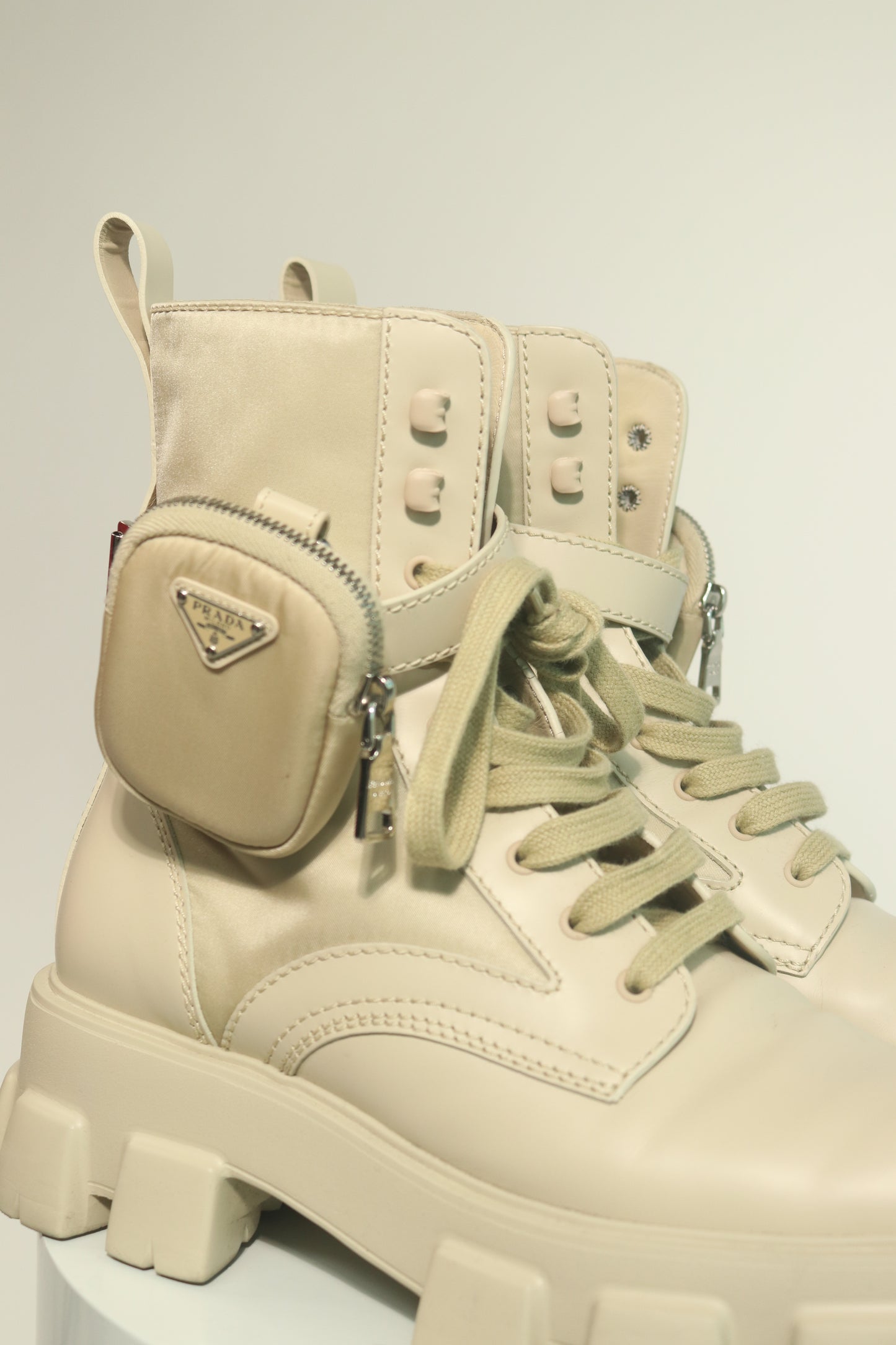 Prada Monolith Leather Combat Boots